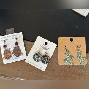 Copper and Silver Tone Earrings Set of 3 - New